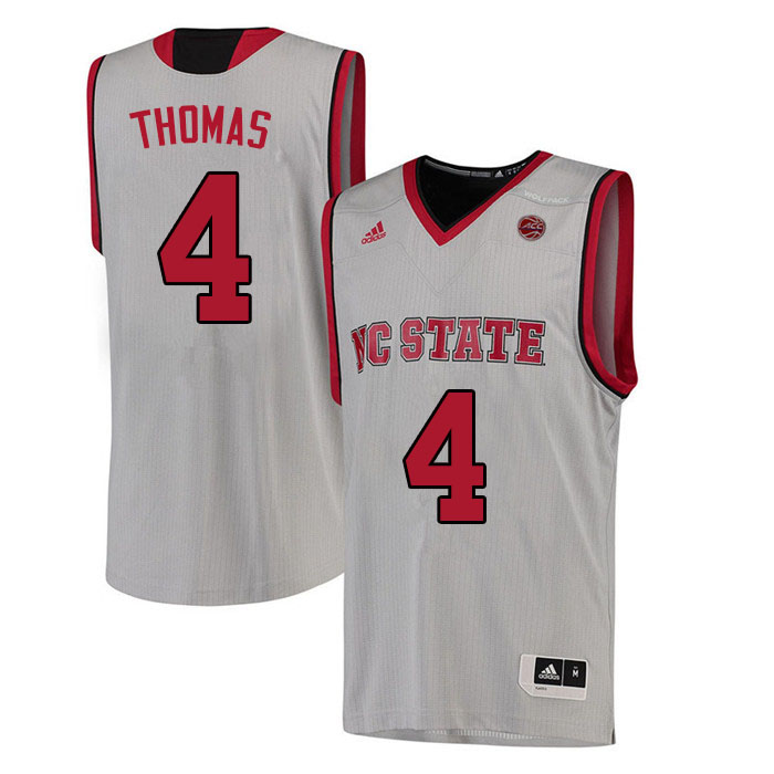 Men #4 LJ Thomas NC State Wolfpack College Basketball Jerseys Sale-White